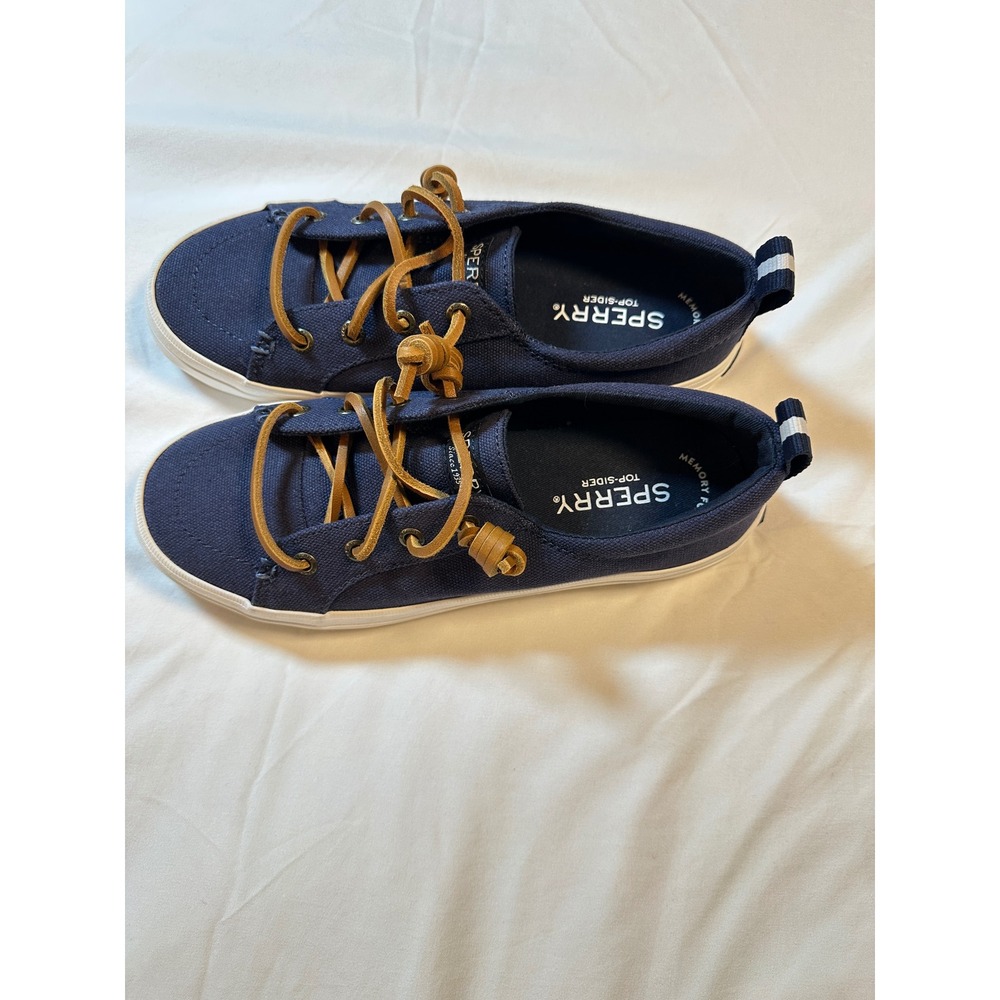 Sperry Crest Vibe Navy Blue Canvas Sneakers STS98642 Womens 5.5